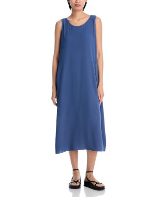 Silk Scoop Neck Midi Dress