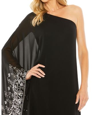 One Shoulder Embellished Trapeze Gown
