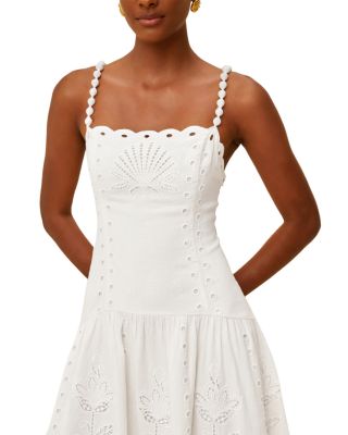 Off White Richilieu Eyelet Midi Dress
