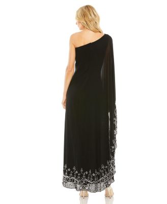 One Shoulder Embellished Trapeze Gown