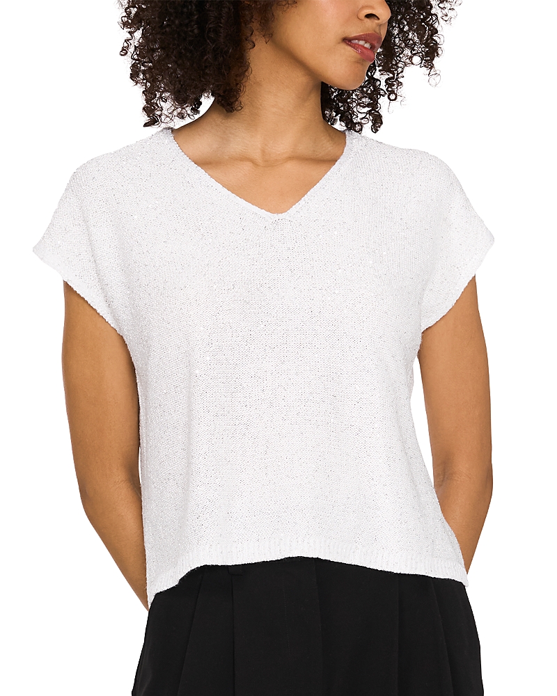 Shop Vince Camuto Sequined Top In Antique White Silver