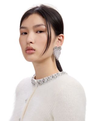 Crystal Heart Fringe Earrings