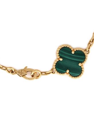 Vintage Alhambra 5 Motifs Bracelet 18K Gold and Malachite