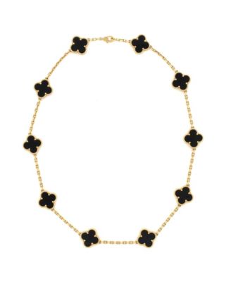 Pre-Owned Van Cleef & Arpels - Vintage Alhambra 10 Motifs Necklace 18K Gold and Onyx