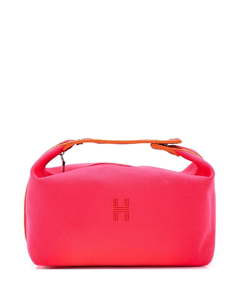 Pre-owned Pre-owned Hermes Hermes Gm Bride-a-brac Travel Case Toile In Pink