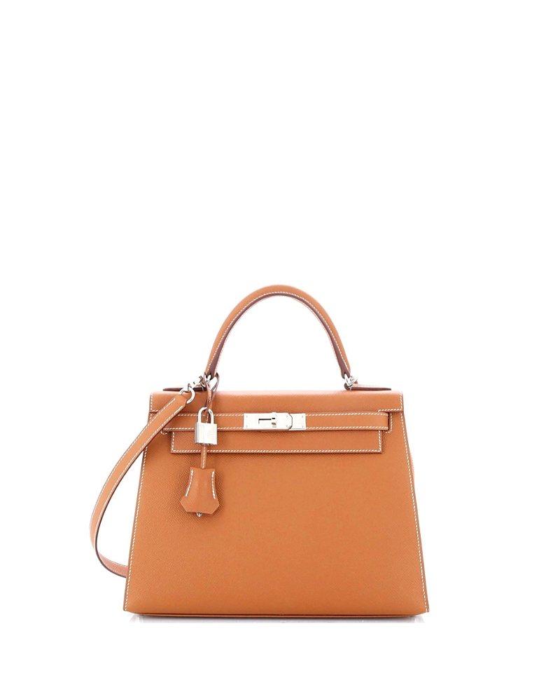 Pre-owned Pre-owned Hermes Hermes Kelly 28 Handbag Brown Epsom With Palladium Hardware