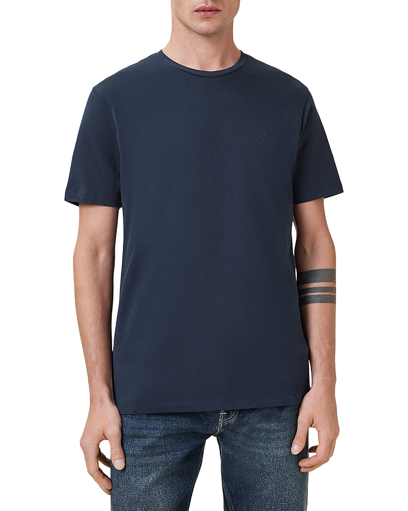 Allsaints Brace Brushed Cotton Crew Neck T-shirt In Navy Blue