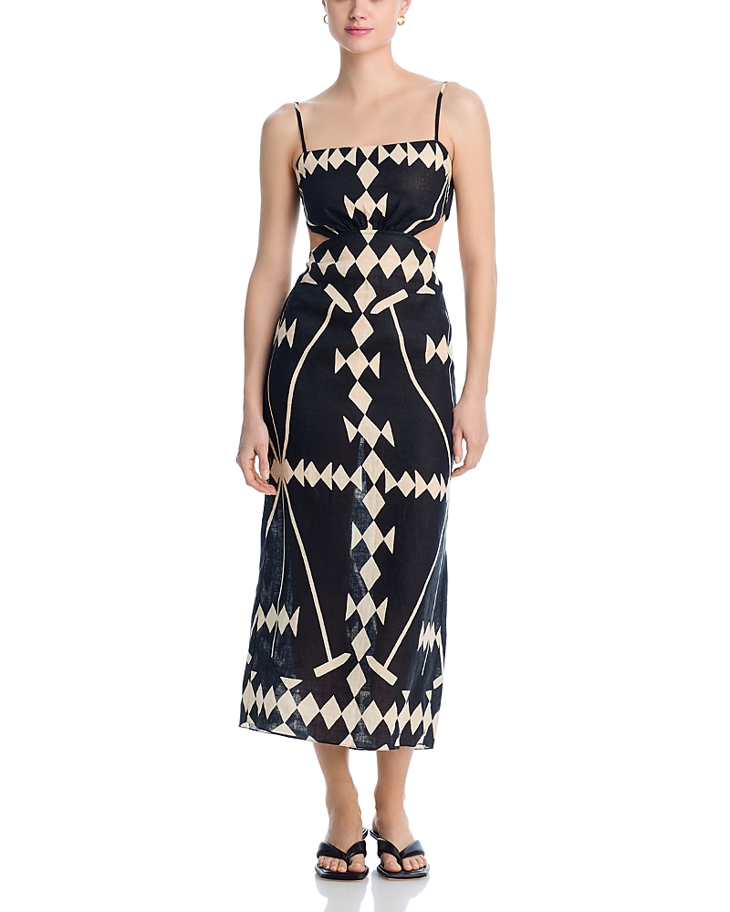 Johanna Ortiz Tactile Winds Cover Up Maxi Dress In Black/ecru