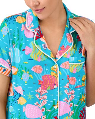 Printed Short Sleeve Boxer Pajama Set