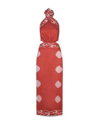 Printed Cut Out Halter Maxi Dress