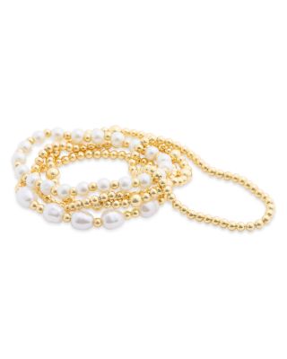 AQUA - Cultured Freshwater Pearl Beaded Bracelet, Set of 5 - Exclusive