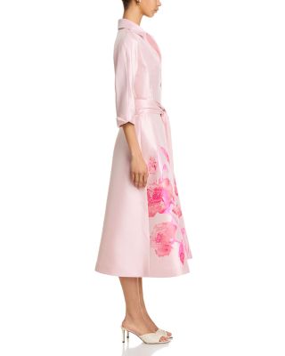 Mikado Floral Print Shirt Dress