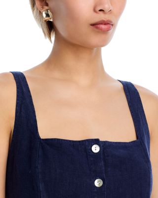 Square Neck Button Front Mini Dress