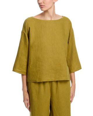 Linen Boat Neck Top