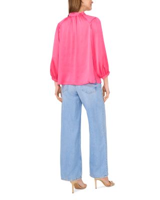 Split Neck Peasant Blouse 