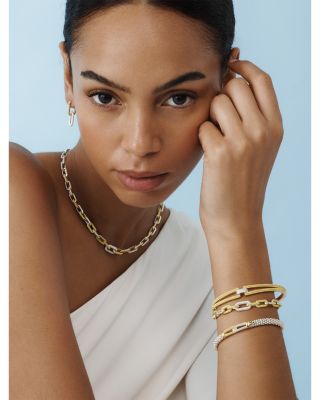 18K Yellow Gold & Silver Caviar Lux-Clip Diamond Link Bracelet - Exclusive