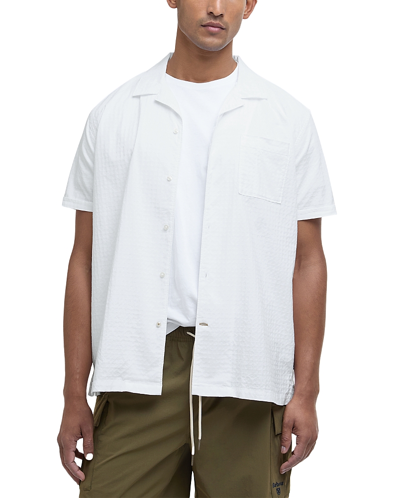 Barbour Irvine Seersucked Stretch Cotton Camp Shirt In White