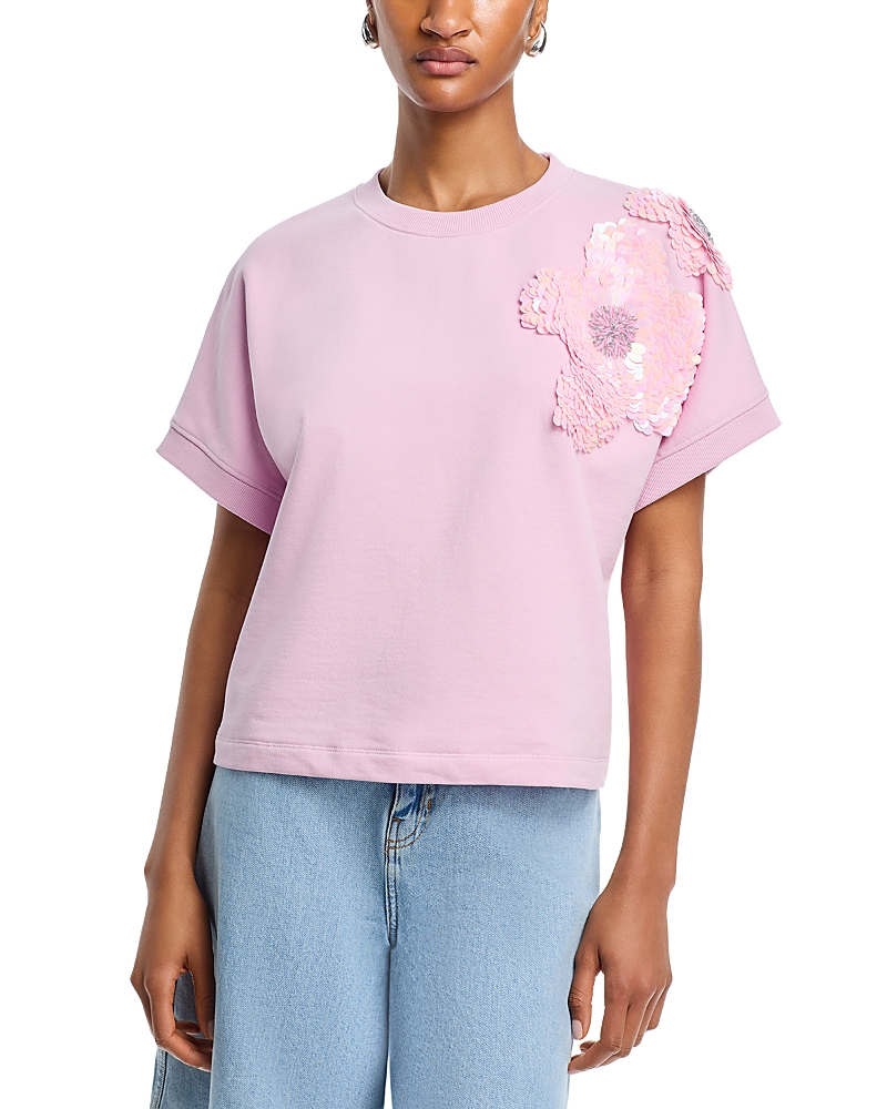 Essentiel Antwerp Sequin Applique Short Sleeve Sweatshirt