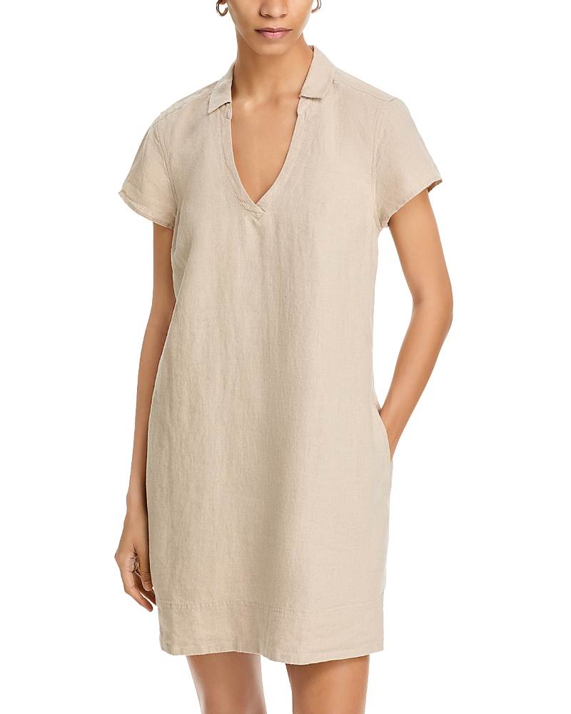 Tommy Bahama Two Palms Short Sleeve Collared Dress In Natural Linen