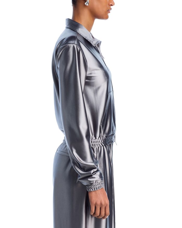 Metallic Zip Front Track Jacket