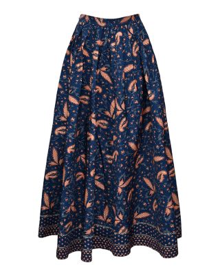Floral Cotton Poplin A-Line Skirt
