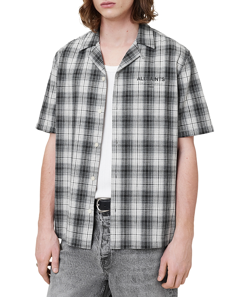 Allsaints Undermono Plaid Button-up Shirt In Black/white