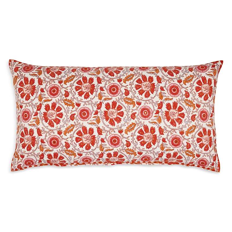 John Robshaw Yavi Coral Bolster Pillow With Insert In Pink/coral