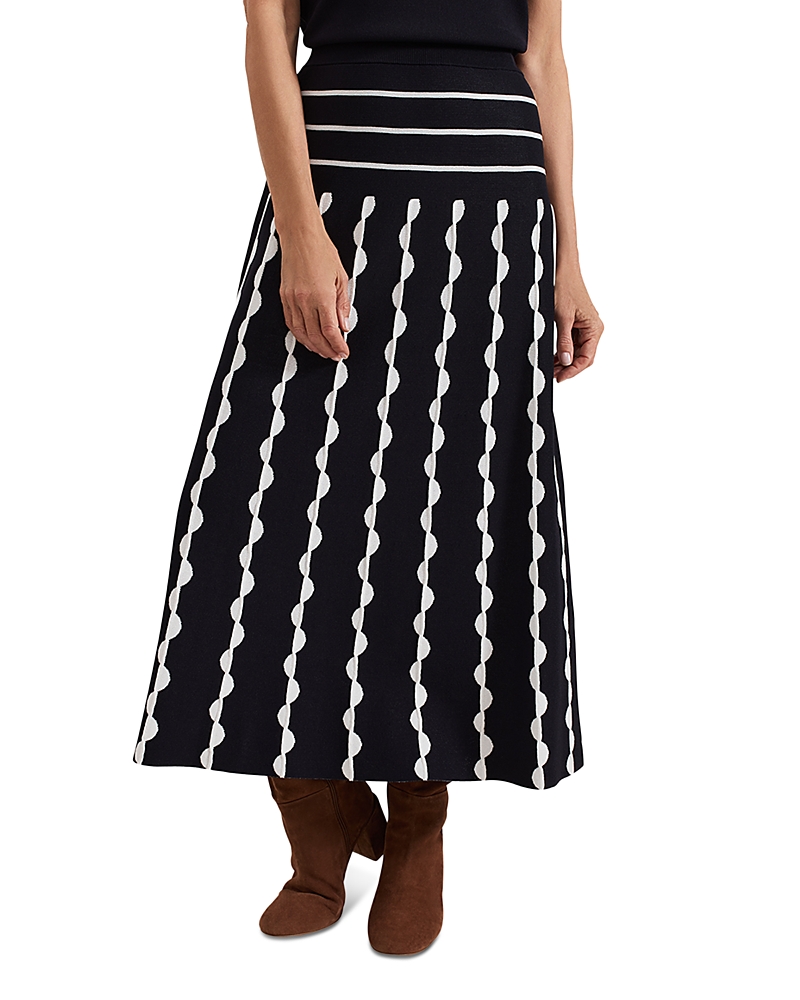 Phase Eight Liz Pleated Scalloped Skirt In Navy/ivory
