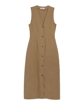 Callan Linen Button Front Midi Dress