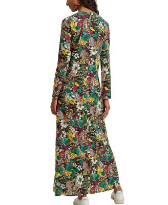 Long Sleeve Swing Dress Temples Multicolor Print
