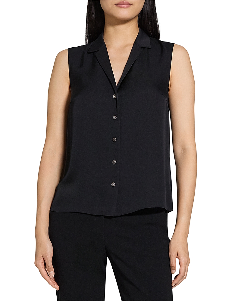 Theory Sleeveless Button Front Silk Top
