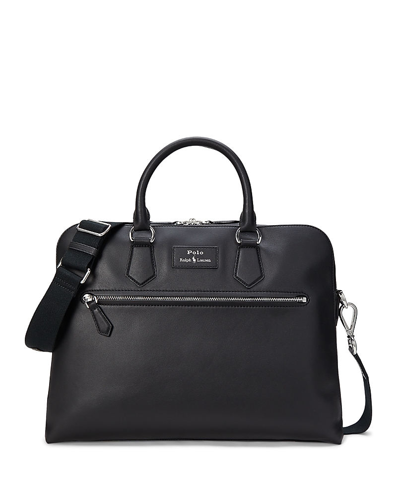 Polo Ralph Lauren Smooth Leather Commuter Bag In Black