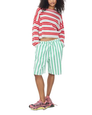 Cropped Striped Wool Sweater