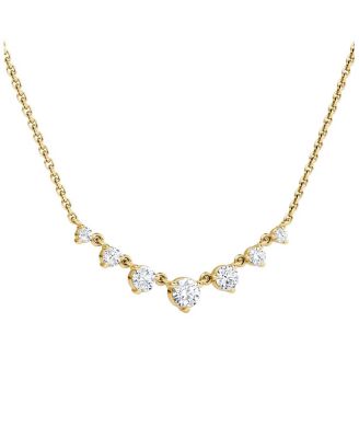 Petite Linked Tennis Necklace in 14K White Gold and 14K Yellow Gold, 0.48ctw Round Brilliant Lab Created Diamonds