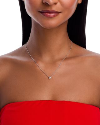 Diamond Certified Solitaire Pendant Necklace in 14K White Gold, 0.50 tcw
