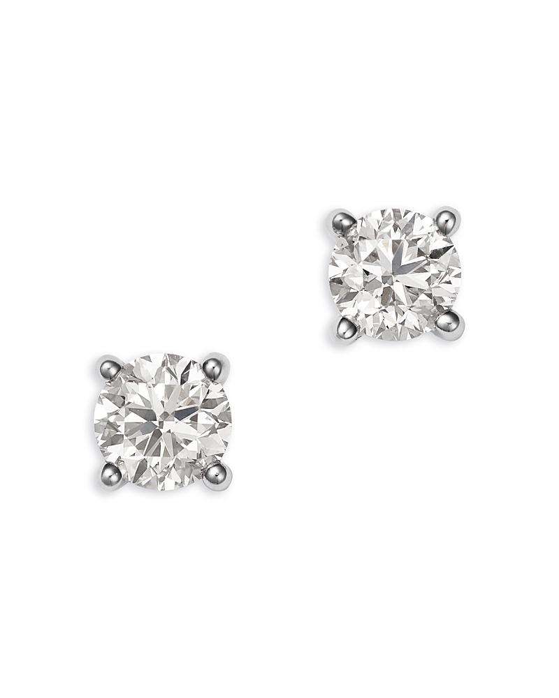 Bloomingdale's Fine Collection Diamond Certified Solitaire Studs In 14k White Gold, 1.0 Ct. T. W.