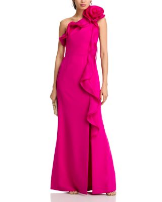One Shoulder Crepe Column Gown