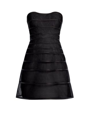 Sheer Volume Strapless Dress