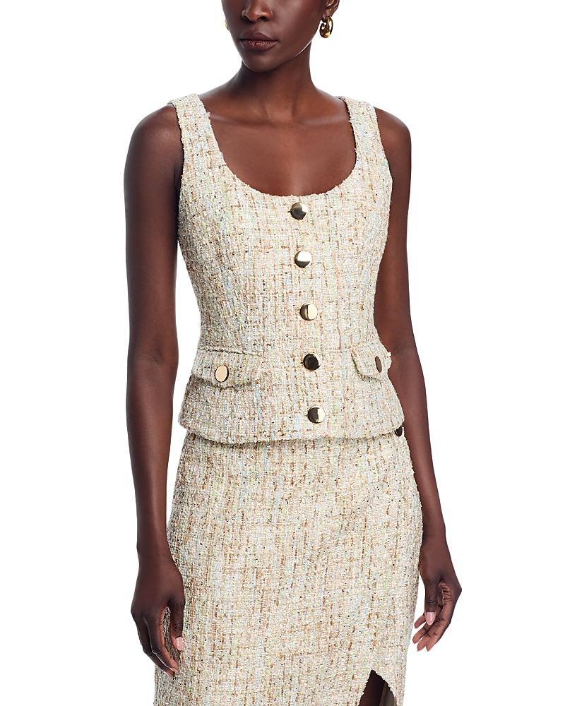 Toccin Georgia Button Front Top In Ice Blue Multi