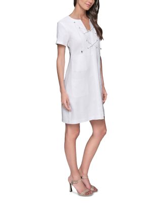 Linen Blend A Line Dress