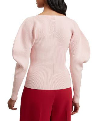 Amelyaa Ribbed Sculpted Sleeve Sweater