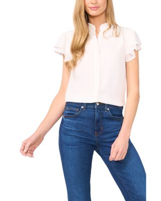 CeCe - Double Flutter Short Sleeve Top