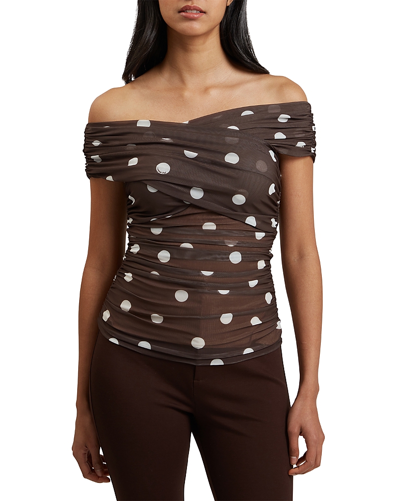 Ted Baker Zaamo Cross Over Neck Printed Mesh Top