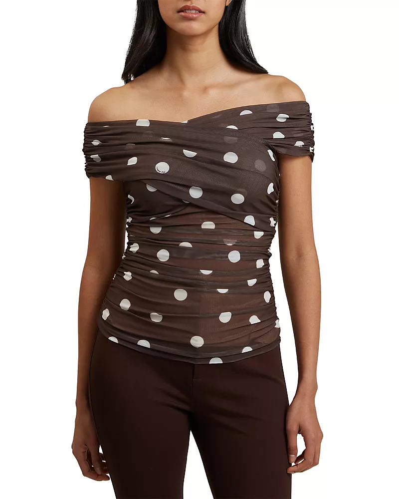 Ted Baker Zaamo Cross Over Neck Printed Mesh Top