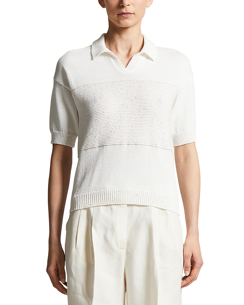 Shop Peserico Polo Collar Sweater In Light White