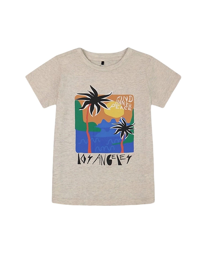 Deux Par Deux Boys' Organic Cotton Graphic Tee- Little Kid, Big Kid In Light Gray Shimmer