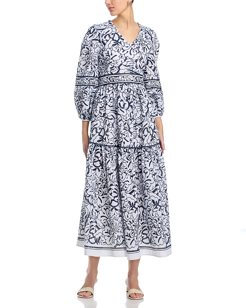 Misook Embroidered Floral Maxi Dress