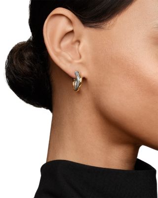 Crossover Hoop Earrings in Sterling Silver with 18K Yellow Gold, 17mm