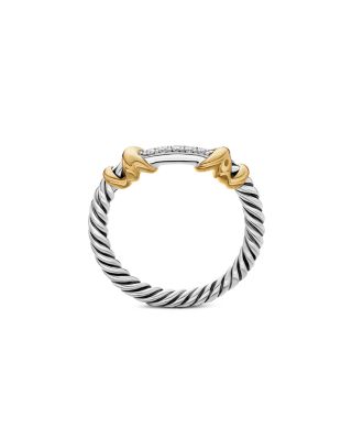Petite Helena Wrap Band Ring in Sterling Silver with 18K Yellow Gold and Diamonds, 4mm
