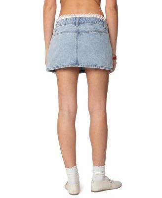 Floral Peekaboo Denim Mini Skirt